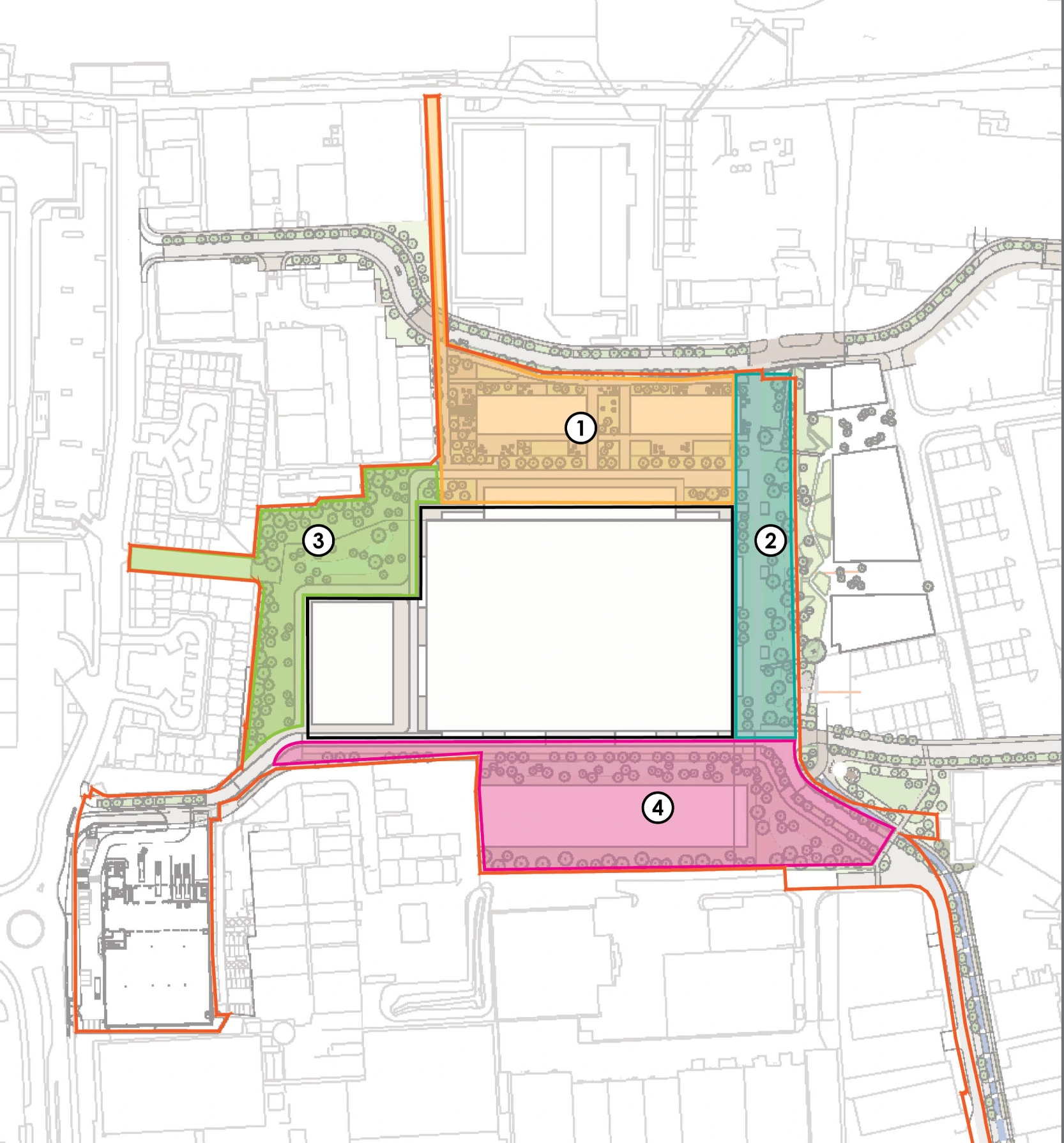 Draft plans showing the proposed landscaping zones around the site.